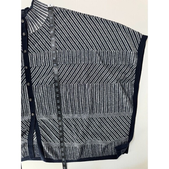 Unbranded Knit Button Down Sweater Cape Women One Size Blue Gray Striped Coastal - Picture 11 of 12